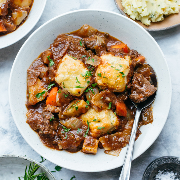 Beef casserole with cheddar and chive dumplings