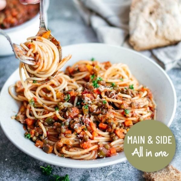 AIO - Puy Lentil Bolognese with Spaghetti AIO - Puy Lentil Bolognese with Spaghetti